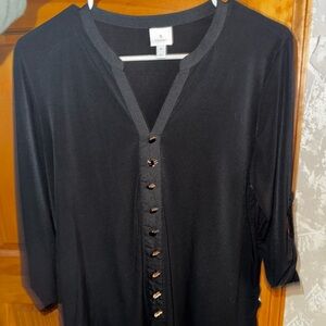 Dressbarn Black Button-Up Blouse